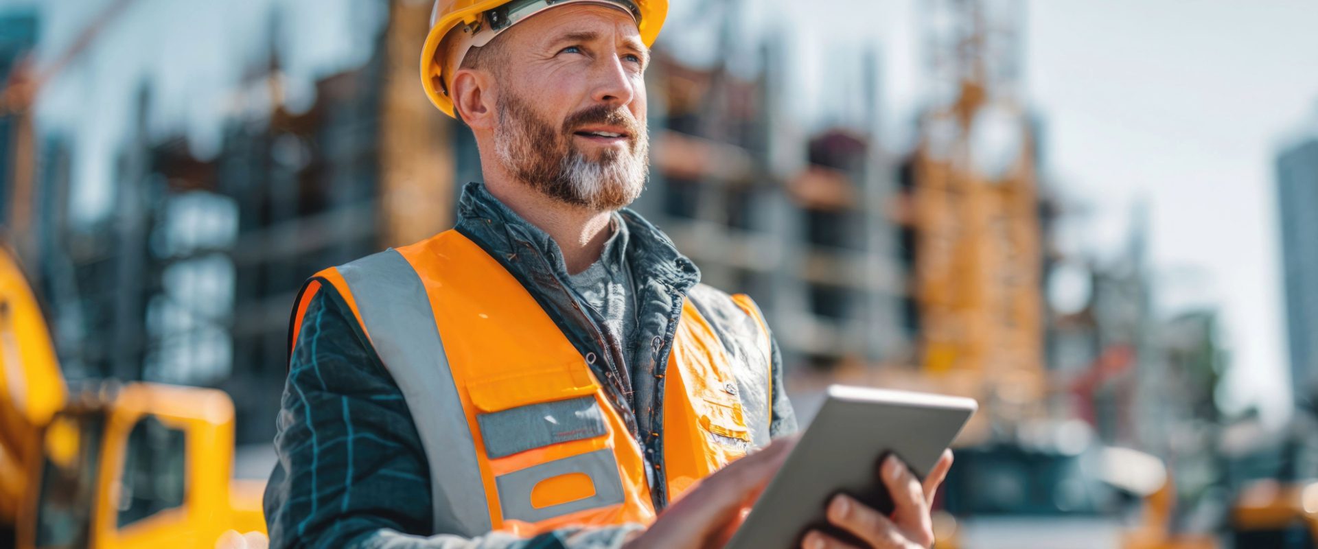 Pracownik budowlany na placu budowy